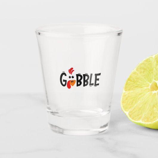 Gobble Funny Thanksgiving Turkije Feest Shot Glas (Voorkant)