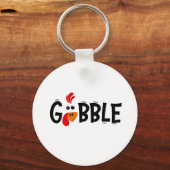 Gobble Funny Thanksgiving Turkije Feest Sleutelhanger (Voorkant)