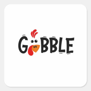 Gobble Funny Thanksgiving Turkije Feest Vierkante Sticker