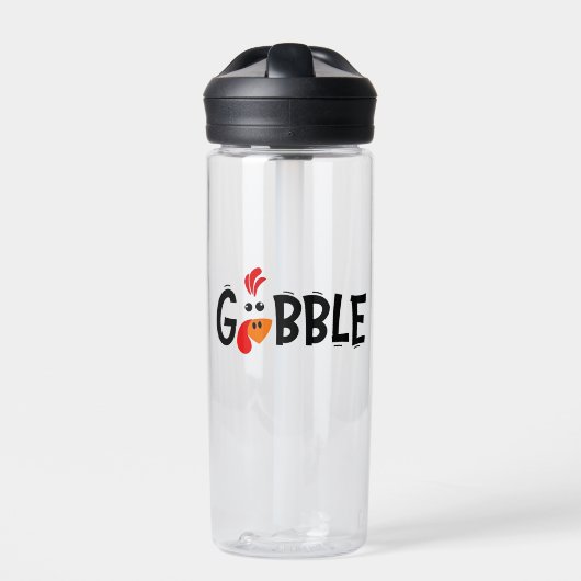 Gobble Funny Thanksgiving Turkije Feest Waterfles (Voorkant)