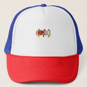Gobble Funny Turkey Thanksgiving Family Mannen Wom Trucker Pet