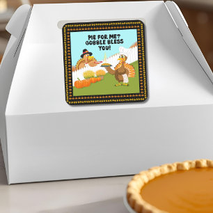 Gobble Gefeliciteerd Funny Turkey's Friendsgiving Vierkante Sticker