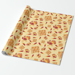 Gobble & Give Bedankt Happy Turkey Feestelijk Naad Cadeaupapier