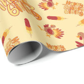 Gobble & Give Bedankt Happy Turkey Feestelijk Naad Cadeaupapier (Rol Hoek)