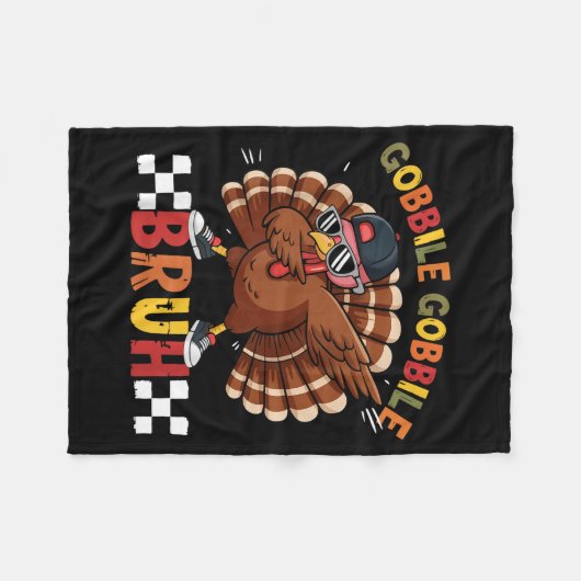 Gobble Gobble Bruh Funny Thanksgiving Turkey Dab B Fleece Deken (Voorkant (Horizontaal))