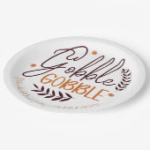 Gobble Gobble Custom Thanksgiving Paper Borden Papieren Bordje (Gekanteld)