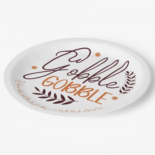 Gobble Gobble Custom Thanksgiving Paper Borden Papieren Bordje (Gekanteld)