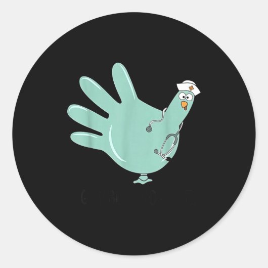 Gobble Gobble Funny Thanksgiving Nurse Humor Ronde Sticker (Voorkant)