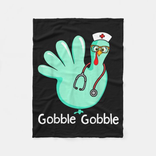 Gobble Gobble Funny Turkey Glove Thanksgiving Nurs Fleece Deken (Voorkant)