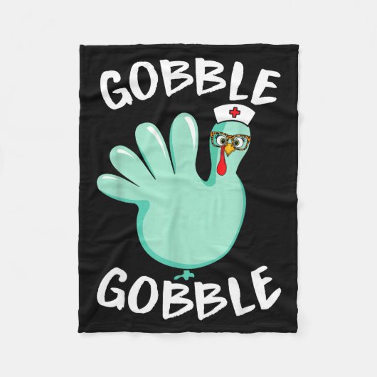 Gobble Gobble Funny Turkey Glove Thanksgiving Nurs Fleece Deken (Voorkant)
