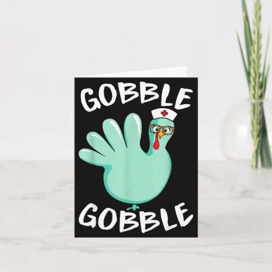 Gobble Gobble Funny Turkey Glove Thanksgiving Nurs Kaart (Voorkant)