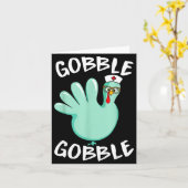 Gobble Gobble Funny Turkey Glove Thanksgiving Nurs Kaart (Gele Bloem)