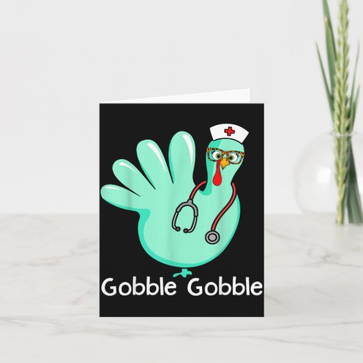 Gobble Gobble Funny Turkey Glove Thanksgiving Nurs Kaart (Voorkant)