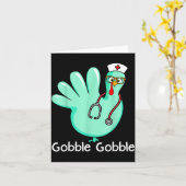 Gobble Gobble Funny Turkey Glove Thanksgiving Nurs Kaart (Gele Bloem)