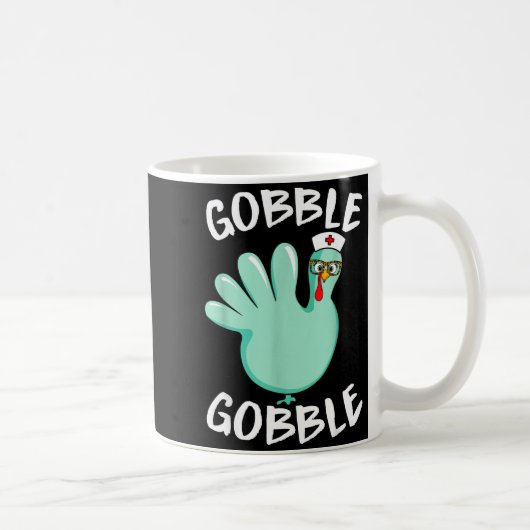 Gobble Gobble Funny Turkey Glove Thanksgiving Nurs Koffiemok (Rechts)