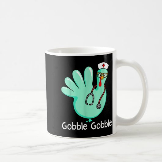 Gobble Gobble Funny Turkey Glove Thanksgiving Nurs Koffiemok (Rechts)