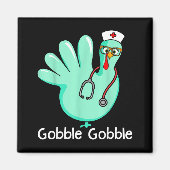 Gobble Gobble Funny Turkey Glove Thanksgiving Nurs Magneet (Voorkant)
