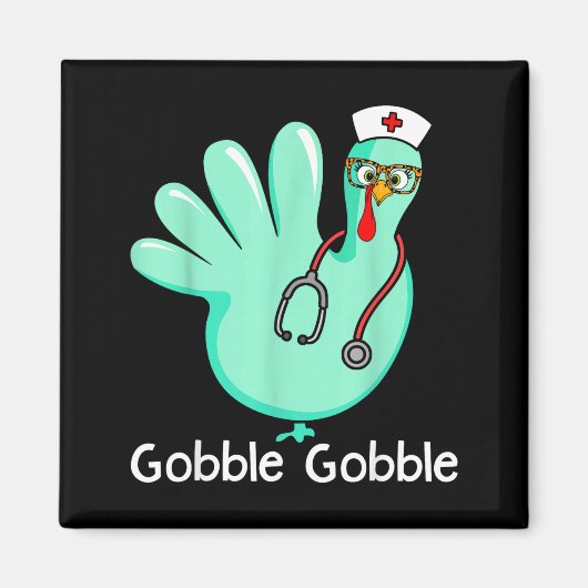 Gobble Gobble Funny Turkey Glove Thanksgiving Nurs Magneet (Voorkant)