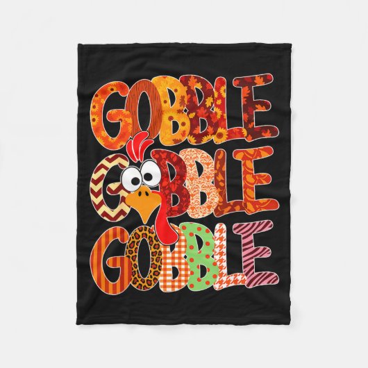 Gobble Gobble Funny Turkey Thanksgiving Women Girl Fleece Deken (Voorkant)