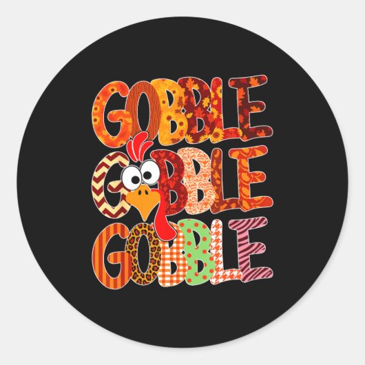 Gobble Gobble Funny Turkey Thanksgiving Women Girl Ronde Sticker (Voorkant)