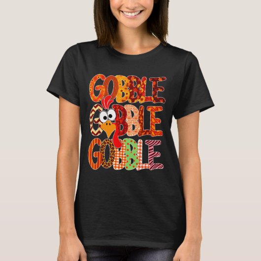 Gobble Gobble Funny Turkey Thanksgiving Women Girl T-shirt (Voorkant)