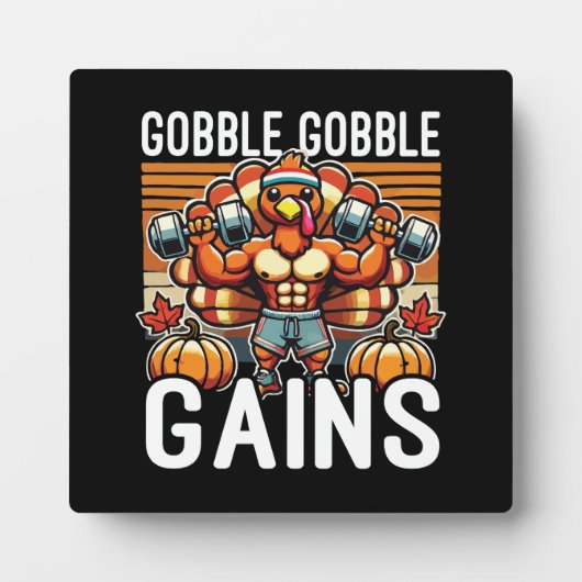 Gobble Gobble Gains - Grappige Thanksgiving Gym Fotoplaat (Voorkant)