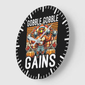 Gobble Gobble Gains - Grappige Thanksgiving Gym Grote Klok (Hoek)