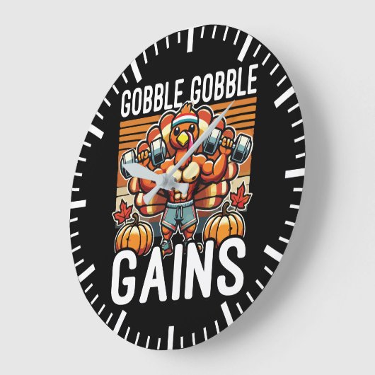 Gobble Gobble Gains - Grappige Thanksgiving Gym Grote Klok (Hoek)