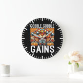 Gobble Gobble Gains - Grappige Thanksgiving Gym Grote Klok (Huis)