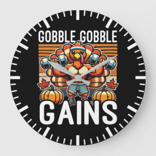 Gobble Gobble Gains - Grappige Thanksgiving Gym Grote Klok