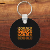 Gobble Gobble Gobble Thanksgiving Turkey Leopard B Sleutelhanger (Voorkant)
