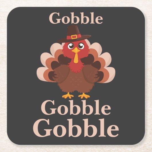 Gobble gobble Grappig Schattigee Thanksgiving Turk Kartonnen Onderzetters (Voorkant)