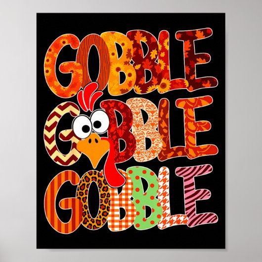 Gobble Gobble Grappige Kalkoen Thanksgiving Vrouwe Poster (Voorkant)