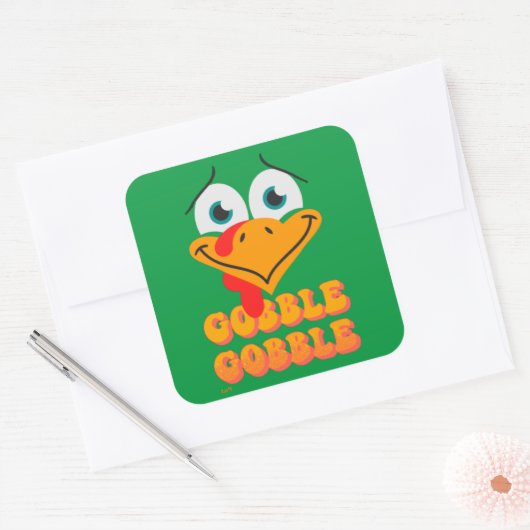 GOBBLE GOBBLE grappige Thanksgiving Vierkante Sticker (Envelop)