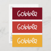 Gobble Gobble Moderne Thanksgiving Briefkaart (Voorkant / Achterkant)
