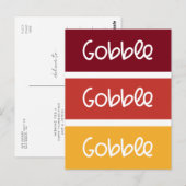 Gobble Gobble Moderne Thanksgiving Briefkaart (Voorkant / Achterkant)