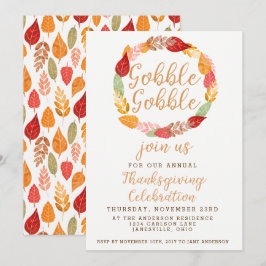 Gobble Gobble Thanksgiving Autumn Thema Kaart