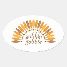 Gobble Gobble Thanksgiving Ovale Sticker