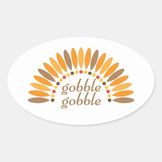 Gobble Gobble Thanksgiving Ovale Sticker (Voorkant)