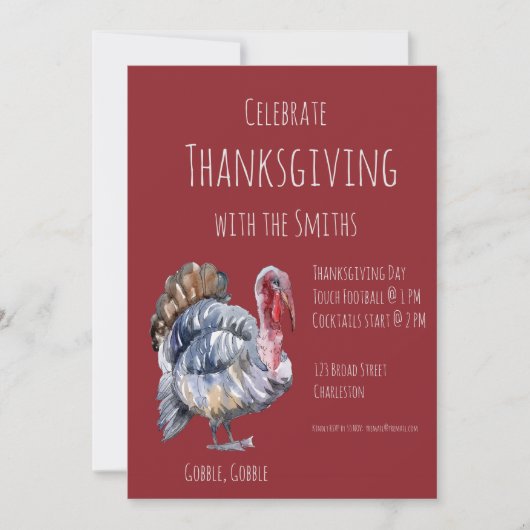 Gobble, Gobble, Thanksgiving Party Invitation Kaart (Voorkant)