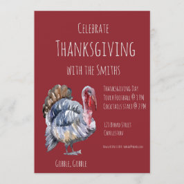 Gobble, Gobble, Thanksgiving Party Invitation Kaart