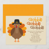 Gobble Gobble Thanksgiving Party Invitation Kaart (Voorkant / Achterkant)