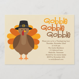 Gobble Gobble Thanksgiving Party Invitation Kaart