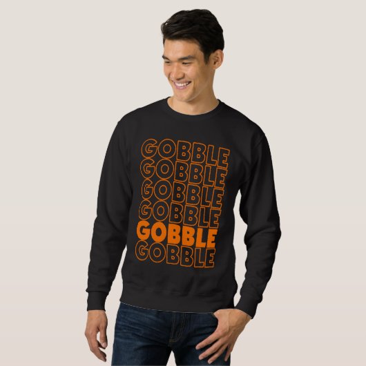 Gobble Gobble Thanksgiving  Turkey Day Retro Vinta Trui (Voorkant volledig)