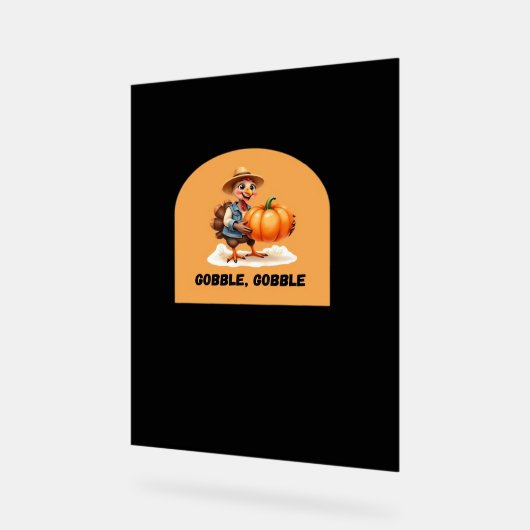Gobble, Gobble Thanksgiving Turkije met pompoen Cl Acryl Bord (Hoek)