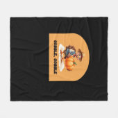 Gobble, Gobble Thanksgiving Turkije met pompoen Cl Fleece Deken (Voorkant (Horizontaal))
