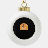 Gobble, Gobble Thanksgiving Turkije met pompoen Cl Keramische Bal Ornament (Voorkant)