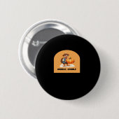 Gobble, Gobble Thanksgiving Turkije met pompoen Cl Ronde Button 5,7 Cm (Voorkant /achterkant)