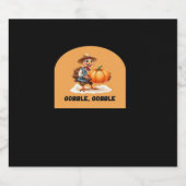Gobble, Gobble Thanksgiving Turkije met pompoen Cl Sparkling Wijnetiket (Enkel label)