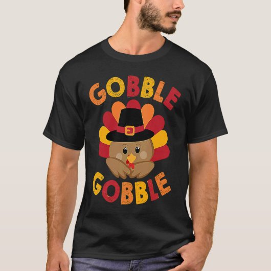 Gobble Gobble Til You Wobble Funny Thanksgiving T-shirt (Voorkant)
